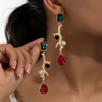 1 Pair Classical Retro Square Plating Inlay Alloy Gem Gold Plated Drop Earrings main image 3