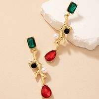 1 Pair Classical Retro Square Plating Inlay Alloy Gem Gold Plated Drop Earrings main image 1