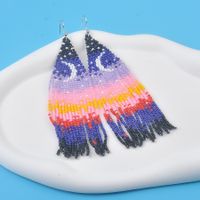 1 Pair Vintage Style Exaggerated Moon Seed Bead Drop Earrings main image 2