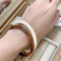 Retro Solid Color Resin Plating Women's Bangle main image 4