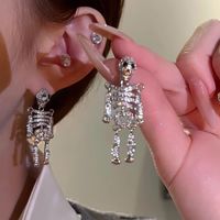 1 Pair Hip-hop Retro Punk Skull Plating Copper Drop Earrings main image 4