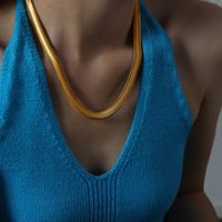 Hip Hop Einfacher Stil Einfarbig Titan Stahl Überzug 18 Karat Vergoldet Halskette main image 7