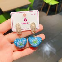 Wholesale Jewelry Sweet Heart Shape Mixed Materials Artificial Diamond Inlay Drop Earrings sku image 3