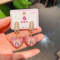 Wholesale Jewelry Sweet Heart Shape Mixed Materials Artificial Diamond Inlay Drop Earrings sku image 4