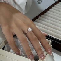 Elegant Solid Color Sterling Silver White Gold Plated Open Rings In Bulk main image 2