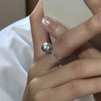 Elegant Solid Color Sterling Silver White Gold Plated Open Rings In Bulk sku image 2