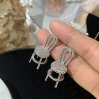 1 Paire Élégant Sucré Chaise Placage Incruster Le Cuivre Zircon Boucles D'oreilles main image 1