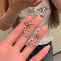 1 Pair Simple Style Starfish Shell Plating Inlay Alloy Zircon Drop Earrings main image 4