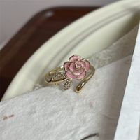 Süß Süss Blume Schmetterling Kupfer Emaille Überzug Offener Ring sku image 1