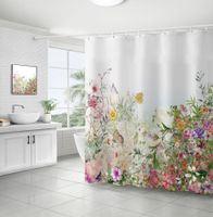Retro Pastoral Flower Polyester Composite Needle Punched Cotton Shower Curtain sku image 43