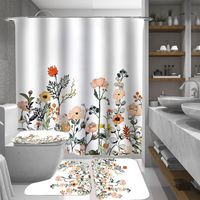 Retro Pastoral Flower Polyester Composite Needle Punched Cotton Shower Curtain main image 1