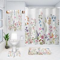 Retro Pastoral Flower Polyester Composite Needle Punched Cotton Shower Curtain sku image 67