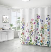 Retro Pastoral Flower Polyester Composite Needle Punched Cotton Shower Curtain sku image 45