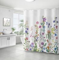 Retro Pastoral Flower Polyester Composite Needle Punched Cotton Shower Curtain main image 2