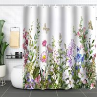 Retro Pastoral Flower Polyester Composite Needle Punched Cotton Shower Curtain sku image 68
