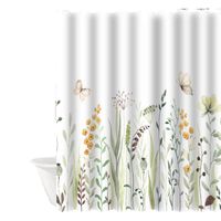 Retro Pastoral Flower Polyester Composite Needle Punched Cotton Shower Curtain main image 3