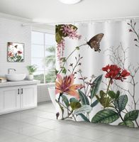 Retro Pastoral Flower Polyester Composite Needle Punched Cotton Shower Curtain sku image 1