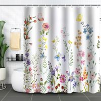 Retro Pastoral Flower Polyester Composite Needle Punched Cotton Shower Curtain sku image 2