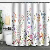 Retro Pastoral Flower Polyester Composite Needle Punched Cotton Shower Curtain sku image 3