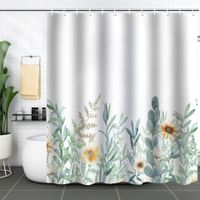 Retro Pastoral Flower Polyester Composite Needle Punched Cotton Shower Curtain sku image 6