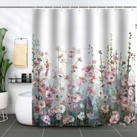 Retro Pastoral Flower Polyester Composite Needle Punched Cotton Shower Curtain sku image 9