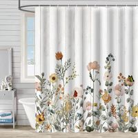 Retro Pastoral Flower Polyester Composite Needle Punched Cotton Shower Curtain sku image 11