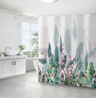 Retro Pastoral Flower Polyester Composite Needle Punched Cotton Shower Curtain sku image 10