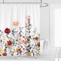 Retro Pastoral Flower Polyester Composite Needle Punched Cotton Shower Curtain sku image 14