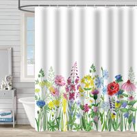 Retro Pastoral Flower Polyester Composite Needle Punched Cotton Shower Curtain sku image 21
