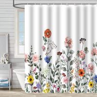 Retro Pastoral Flower Polyester Composite Needle Punched Cotton Shower Curtain sku image 16
