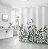 Retro Pastoral Flower Polyester Composite Needle Punched Cotton Shower Curtain sku image 18