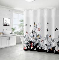 Retro Pastoral Flower Polyester Composite Needle Punched Cotton Shower Curtain sku image 23
