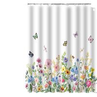 Retro Pastoral Flower Polyester Composite Needle Punched Cotton Shower Curtain sku image 26