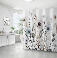 Retro Pastoral Flower Polyester Composite Needle Punched Cotton Shower Curtain sku image 30