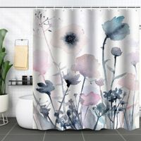 Retro Pastoral Flower Polyester Composite Needle Punched Cotton Shower Curtain sku image 24