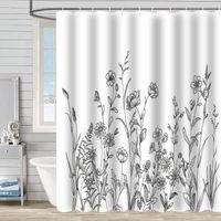 Retro Pastoral Flower Polyester Composite Needle Punched Cotton Shower Curtain sku image 31