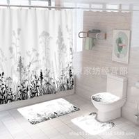 Retro Pastoral Flower Polyester Composite Needle Punched Cotton Shower Curtain sku image 27