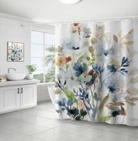 Retro Pastoral Flower Polyester Composite Needle Punched Cotton Shower Curtain sku image 29