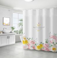 Retro Pastoral Flower Polyester Composite Needle Punched Cotton Shower Curtain sku image 34