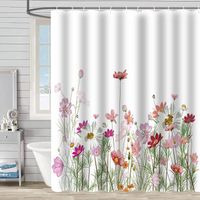 Retro Pastoral Flower Polyester Composite Needle Punched Cotton Shower Curtain sku image 32