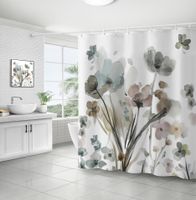 Retro Pastoral Flower Polyester Composite Needle Punched Cotton Shower Curtain sku image 33