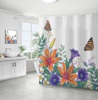 Retro Pastoral Flower Polyester Composite Needle Punched Cotton Shower Curtain sku image 35