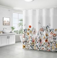 Retro Pastoral Flower Polyester Composite Needle Punched Cotton Shower Curtain sku image 36