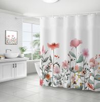 Retro Pastoral Flower Polyester Composite Needle Punched Cotton Shower Curtain sku image 37