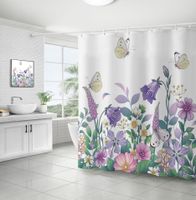Retro Pastoral Flower Polyester Composite Needle Punched Cotton Shower Curtain sku image 39