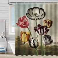 Retro Pastoral Flower Polyester Composite Needle Punched Cotton Shower Curtain sku image 41