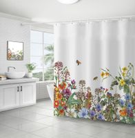 Retro Pastoral Flower Polyester Composite Needle Punched Cotton Shower Curtain sku image 42