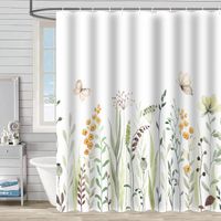 Retro Pastoral Flower Polyester Composite Needle Punched Cotton Shower Curtain sku image 47