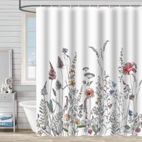 Retro Pastoral Flower Polyester Composite Needle Punched Cotton Shower Curtain sku image 51