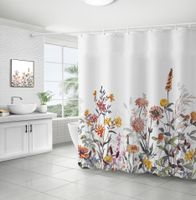 Retro Pastoral Flower Polyester Composite Needle Punched Cotton Shower Curtain sku image 49